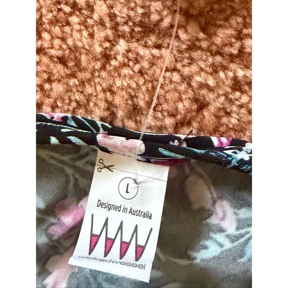 NWT Wicked Weasel Floral Maxi Dress High Slit Strappy Back Sexy Resort L - Picture 3 of 8